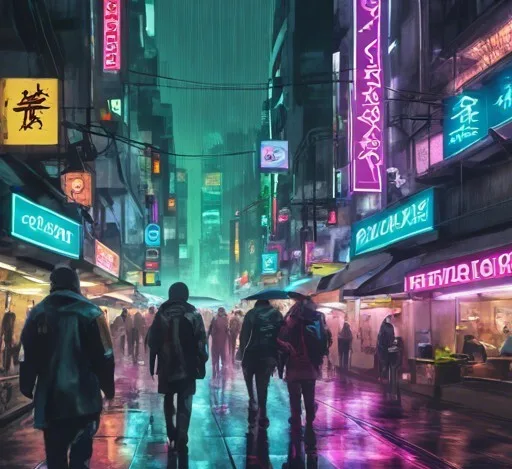 Bustling Market in a Cyberpunk City Neon Dreams Come Alive jpeg