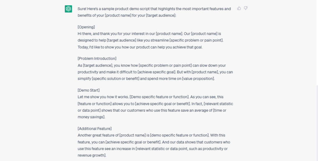Crafting product demo scripts