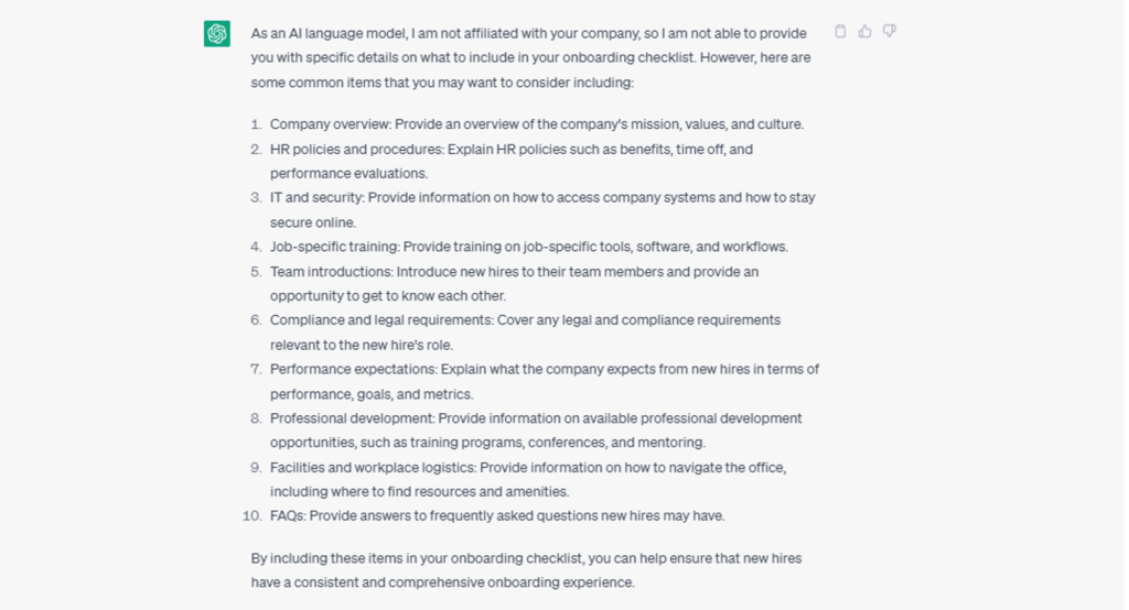 Generating onboarding checklists