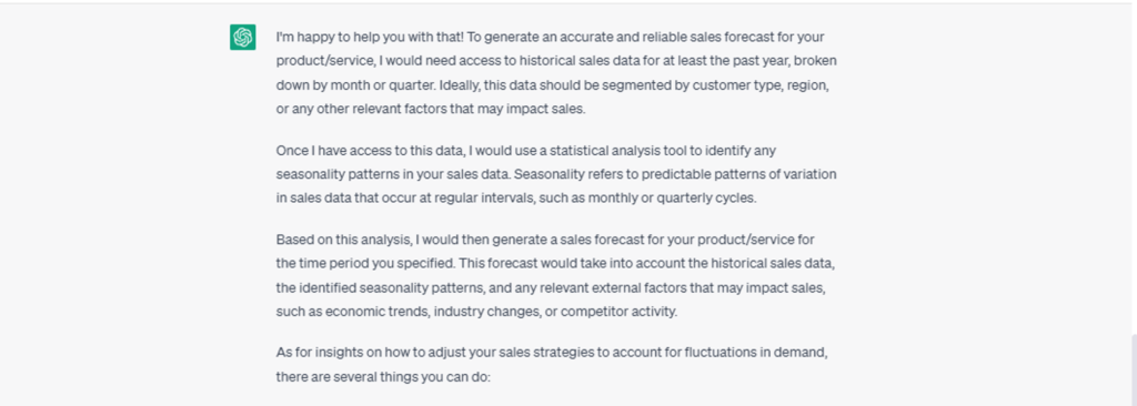 Generating sales forecasts