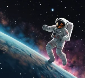 Lonely Astronaut Amidst Cosmic Splendor
