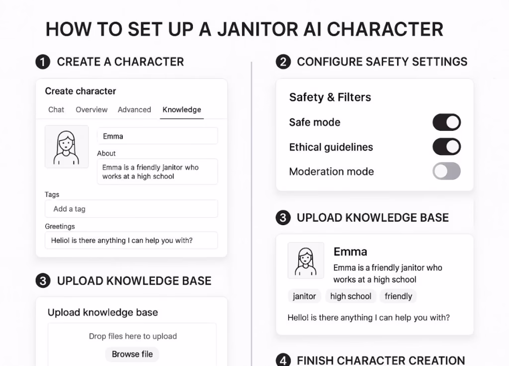 Janitor AI features, safety controls, pricing, and alternatives 3 Janitor AI 4